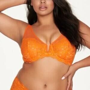 NWT Frederick's of Hollywood Orange Lace Jessica Full Figure Bra Women's 32D